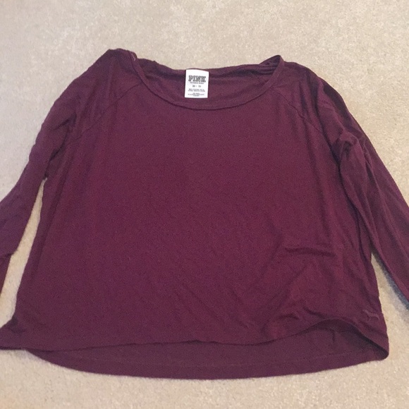 PINK burgundy cropped long sleeve - Picture 1 of 1